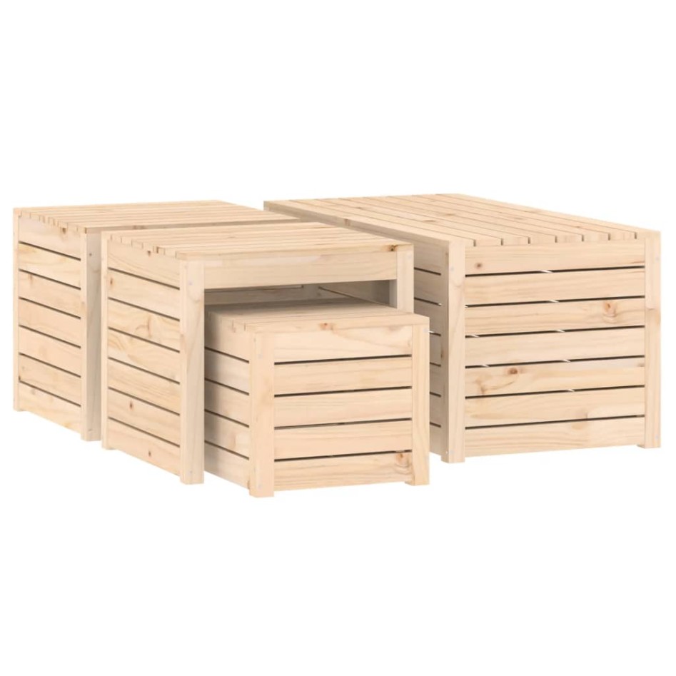 Juego de cajas de jardín 4 piezas madera maciza de