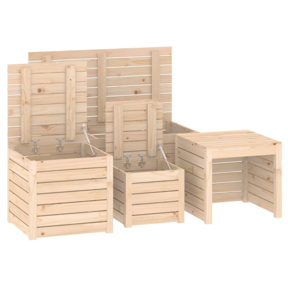 Juego de cajas de jardín 4 piezas madera maciza de