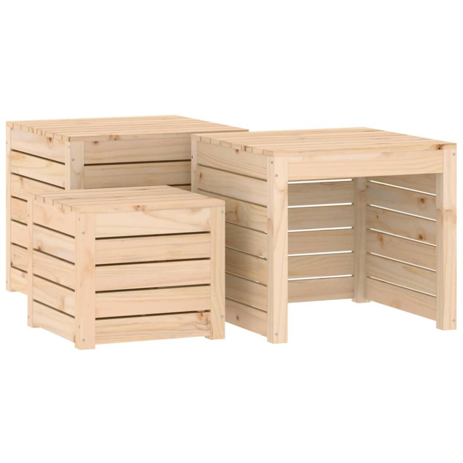 Juego de cajas de jardín 4 piezas madera maciza de