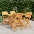 Juego de comedor para jardín 5 piezas madera maciza de