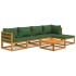 Juego muebles de jardín 6 piezas madera maciza y cojines