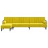 Sofá cama en forma de L terciopelo amarillo 260x140x70