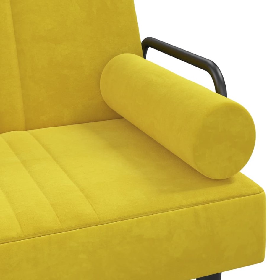 Sofá cama en forma de L terciopelo amarillo 260x140x70