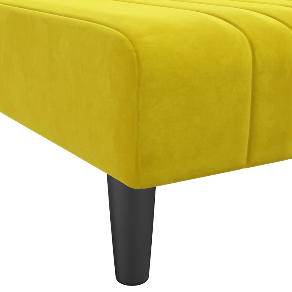 Sofá cama en forma de L terciopelo amarillo 260x140x70