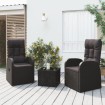 Juego salón jardín 3 pzas ratán sintético y acero negro