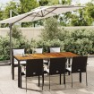 Set de comedor de jardín 7 pzas y cojines ratán sintético negro