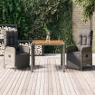 Set comedor de jardín 3 piezas con cojines ratán sintético gris