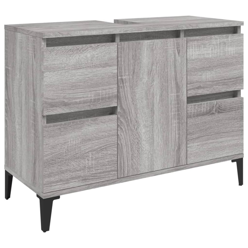 Set de muebles de baño 3 pzas madera contrachapada gris