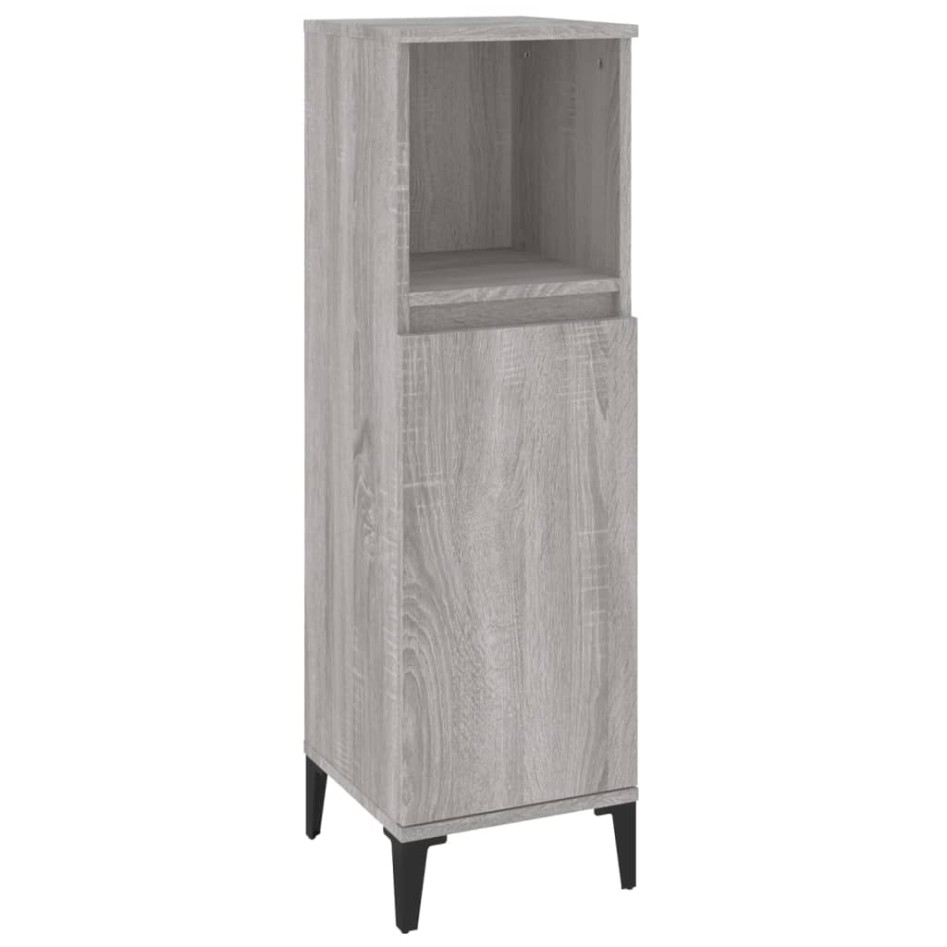 Set de muebles de baño 3 pzas madera contrachapada gris