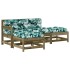 Juego de muebles jardín 4 pzas y cojines madera pino