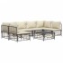 Set muebles de jardín 7 pzas y cojines ratán PE gris