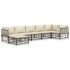 Set muebles de jardín 7 pzas y cojines ratán PE gris