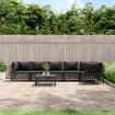 Juego de muebles de jardín 7 pzas con cojines acero antracita