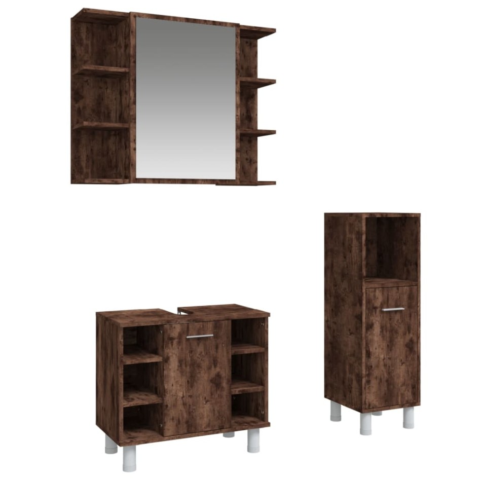 Set de muebles baño 3 pzas madera contrachapada roble