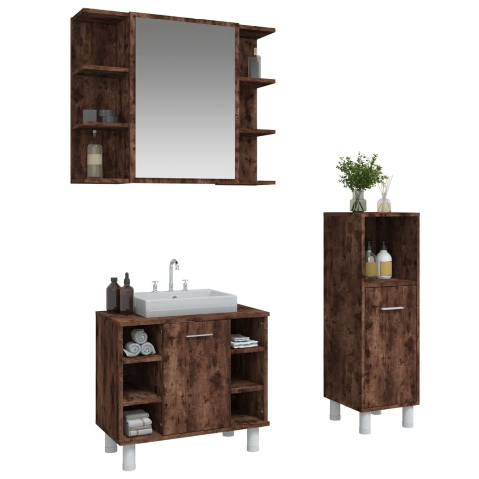 Set de muebles baño 3 pzas madera contrachapada roble