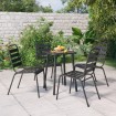 Juego de comedor de jardín 5 piezas acero gris antracita