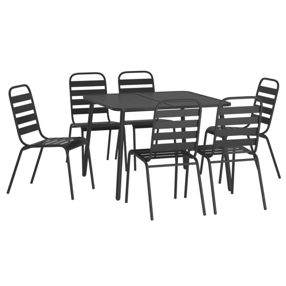 Juego de comedor de jardín 7 piezas acero gris