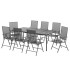 Juego de comedor de jardín 9 piezas acero gris