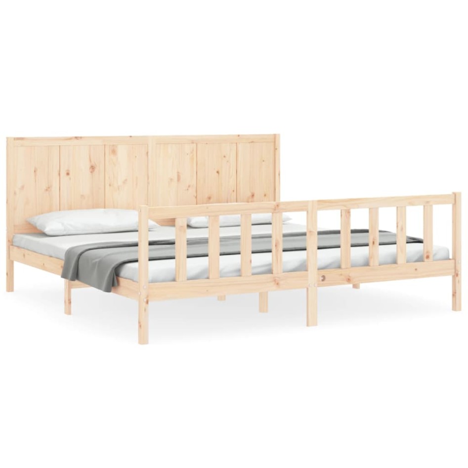 Estructura de cama sin colchón madera maciza de pino 200x200