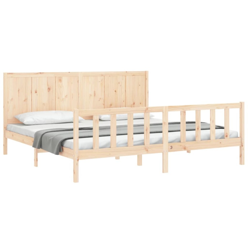 Estructura de cama sin colchón madera maciza de pino 200x200