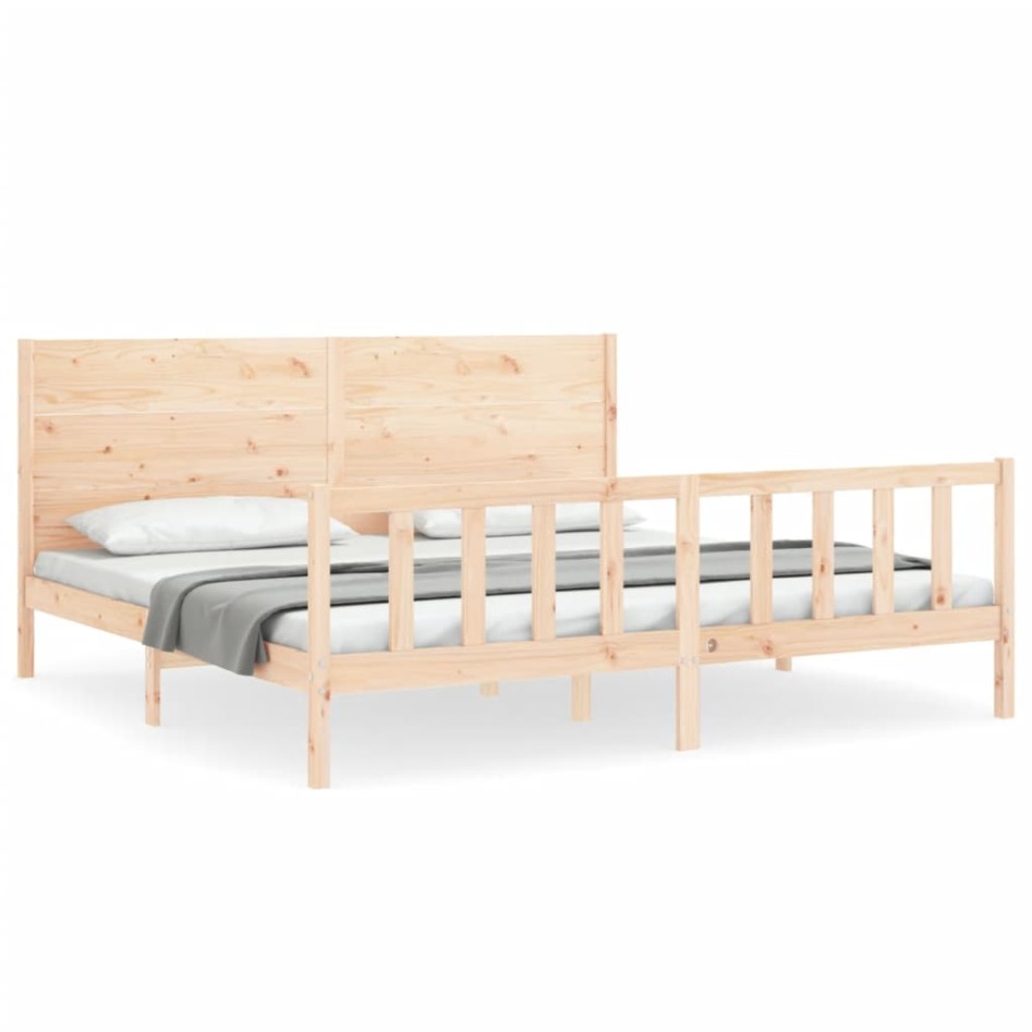 Estructura de cama sin colchón madera maciza de pino 200x200