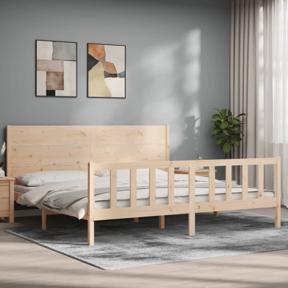Estructura de cama sin colchón madera maciza de pino 200x200
