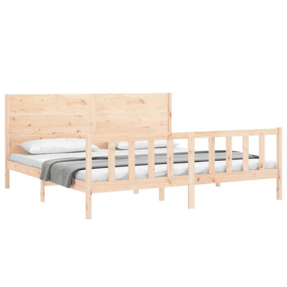 Estructura de cama sin colchón madera maciza de pino 200x200