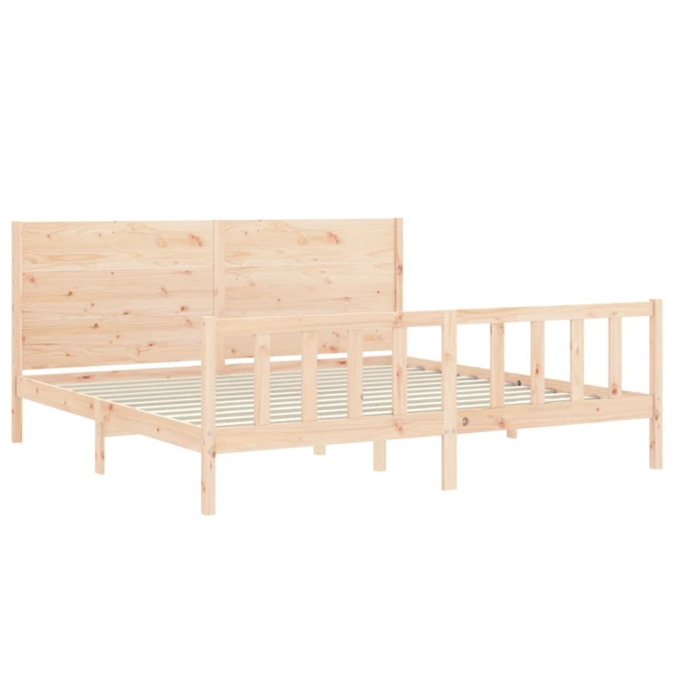 Estructura de cama sin colchón madera maciza de pino 200x200