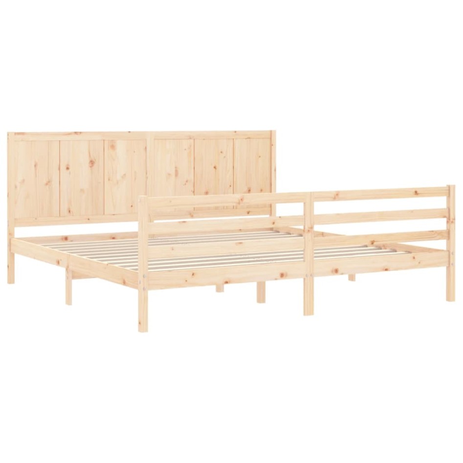 Estructura de cama con cabecero madera maciza 200x200