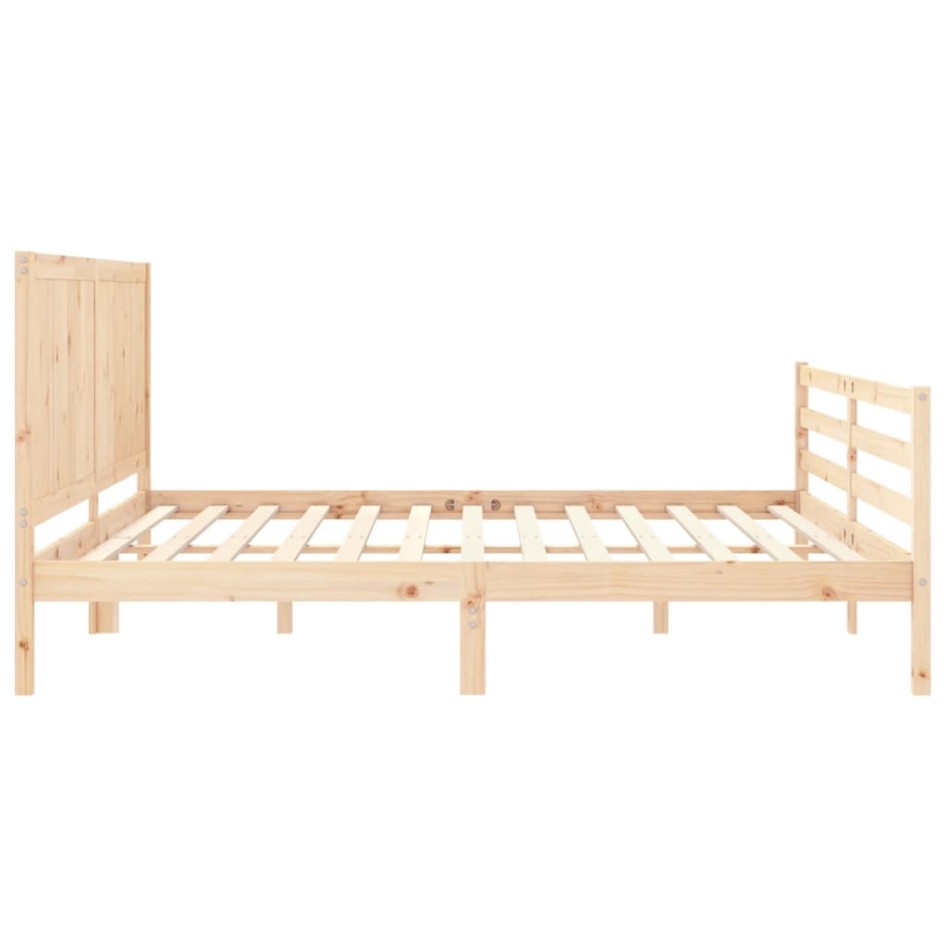 Estructura de cama con cabecero madera maciza 200x200