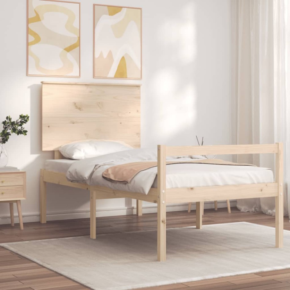 Cama para personas mayores con cabecero madera maciza