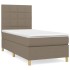 Cama box spring con colchón tela gris taupe 90x200