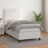 Cama box spring con colchón cuero sintético blanco 100x200