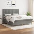 Cama box spring con colchón tela gris oscuro 160x200