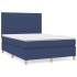 Cama box spring con colchón tela azul 140x200
