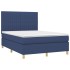 Cama box spring con colchón tela azul 140x200