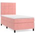 Cama box spring con colchón terciopelo rosa 90x190