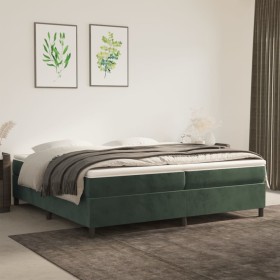 Cama box spring con colchón terciopelo verde oscuro 200x200