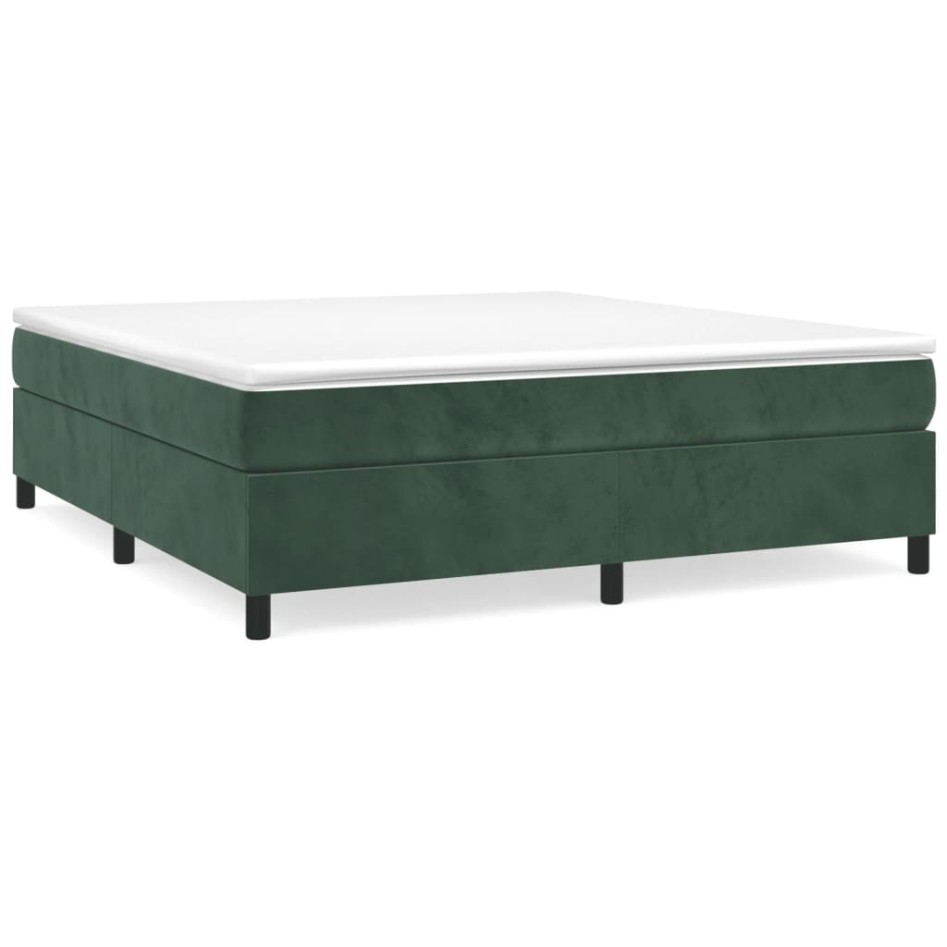 Cama box spring con colchón terciopelo verde oscuro 200x200