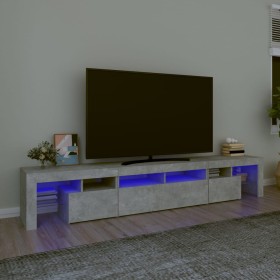 Mueble de TV con luces LED gris hormigón 230x36,5x40