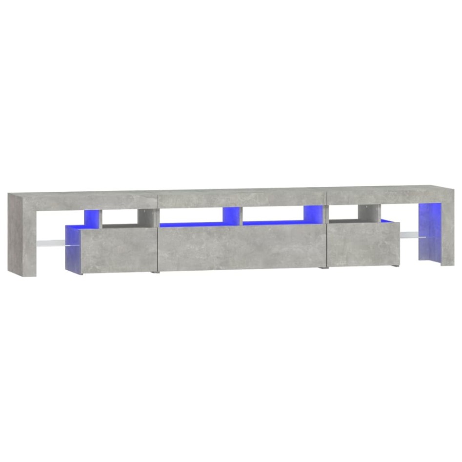 Mueble de TV con luces LED gris hormigón 230x36,5x40
