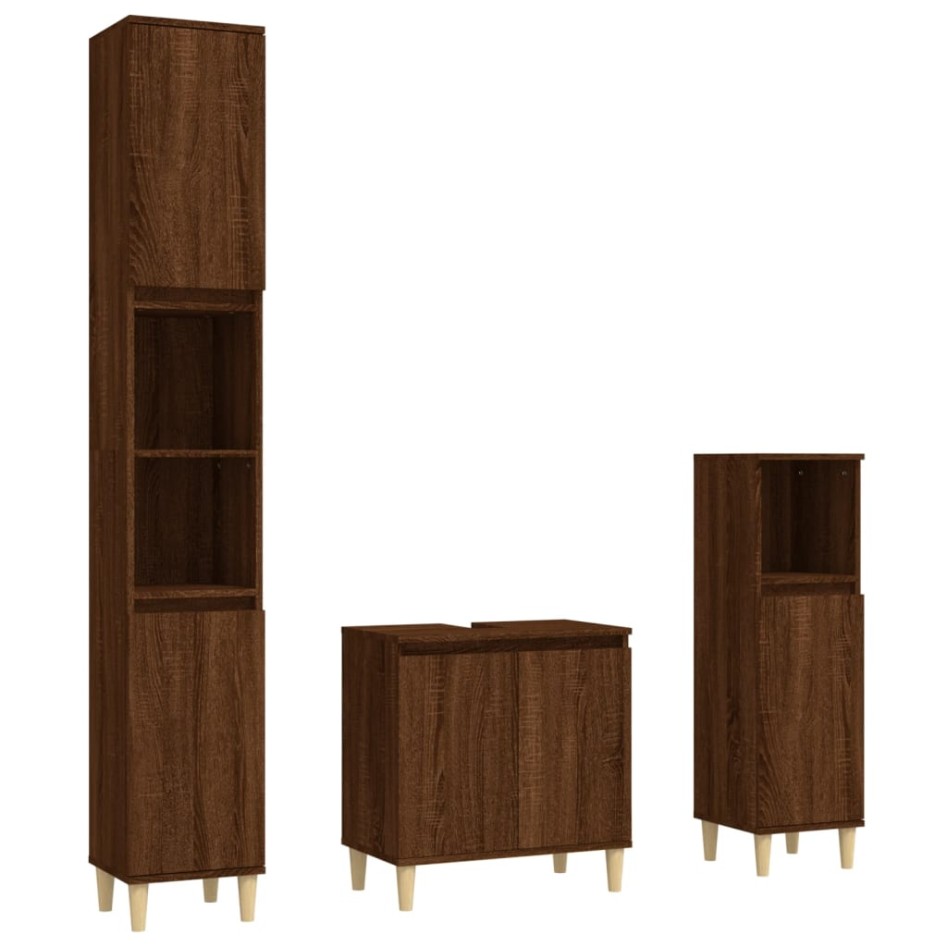 Set de muebles baño 3 pzas madera contrachapada roble