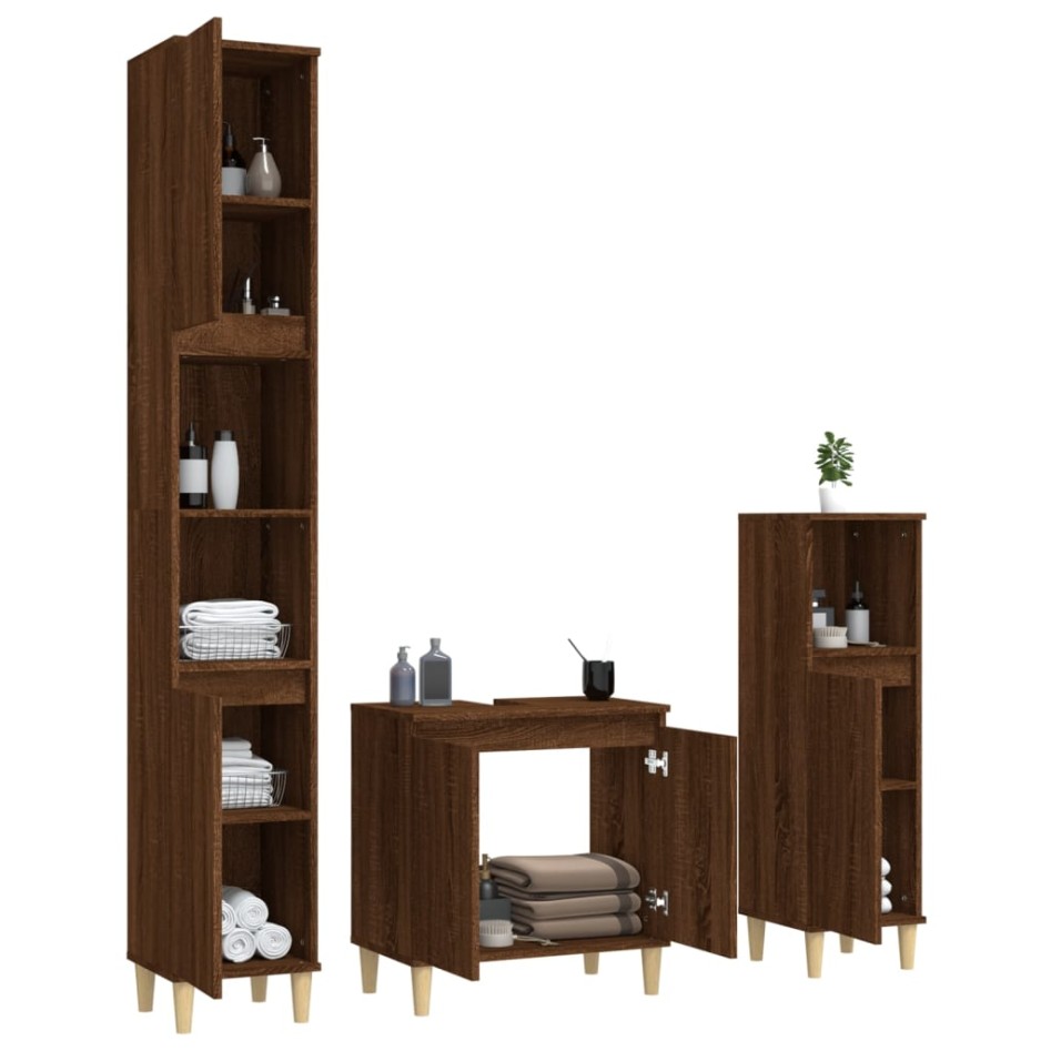 Set de muebles baño 3 pzas madera contrachapada roble