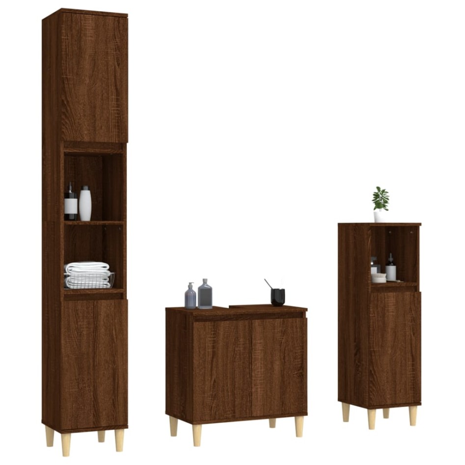 Set de muebles baño 3 pzas madera contrachapada roble