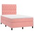 Cama box spring con colchón terciopelo rosa 120x200