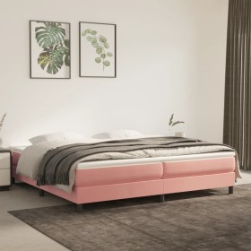 Cama box spring con colchón terciopelo rosa 200x200