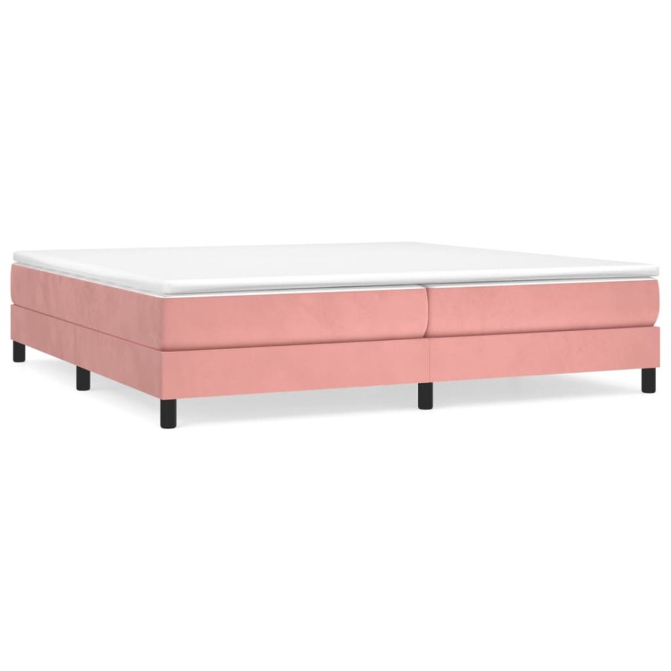 Cama box spring con colchón terciopelo rosa 200x200