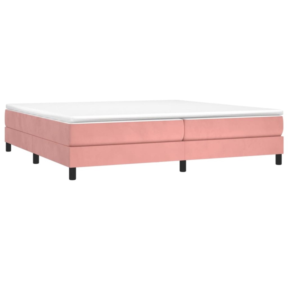 Cama box spring con colchón terciopelo rosa 200x200