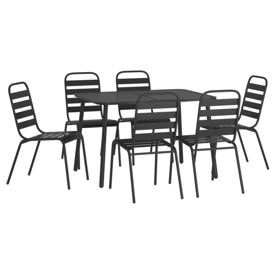 Juego de comedor de jardín 7 piezas acero gris