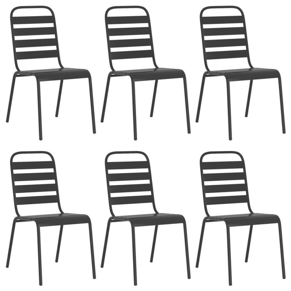 Juego de comedor de jardín 7 piezas acero gris